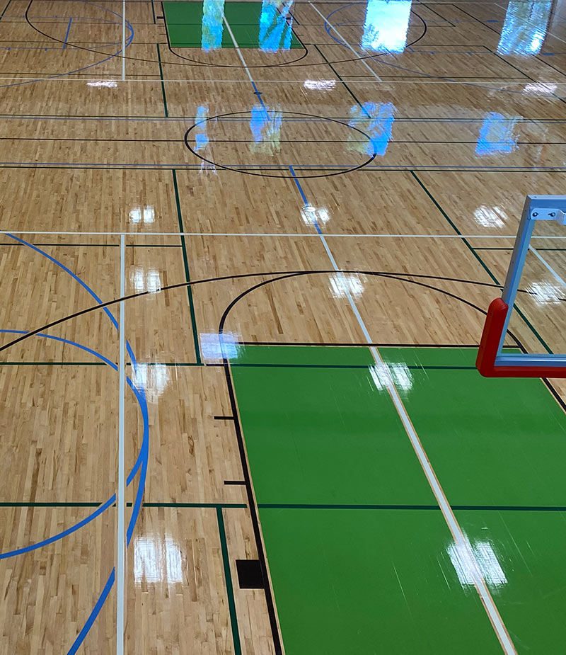 rec floor with multiple game lines