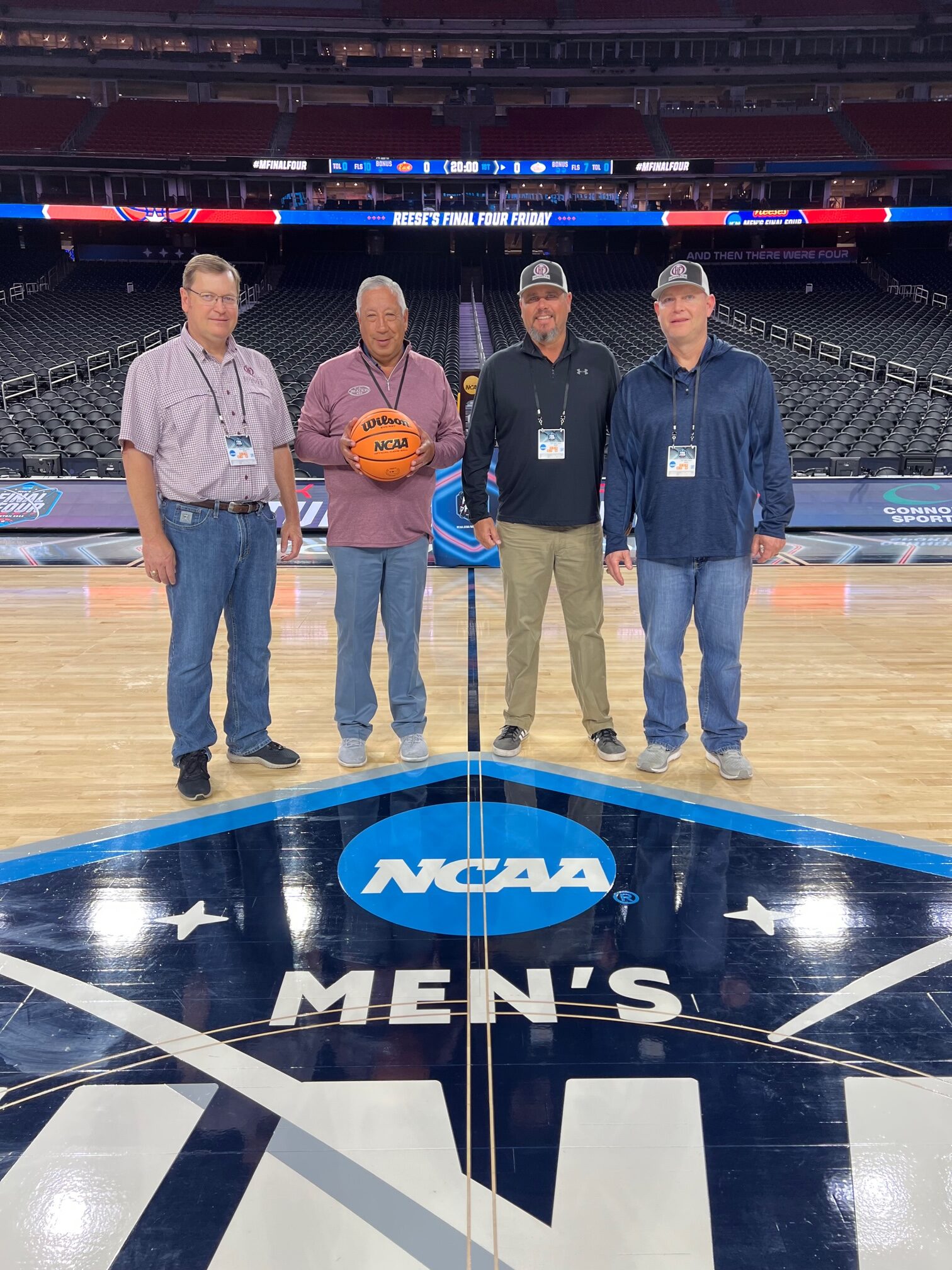 about QHF Sports center court at the 2023 NCAA Men's Final Four