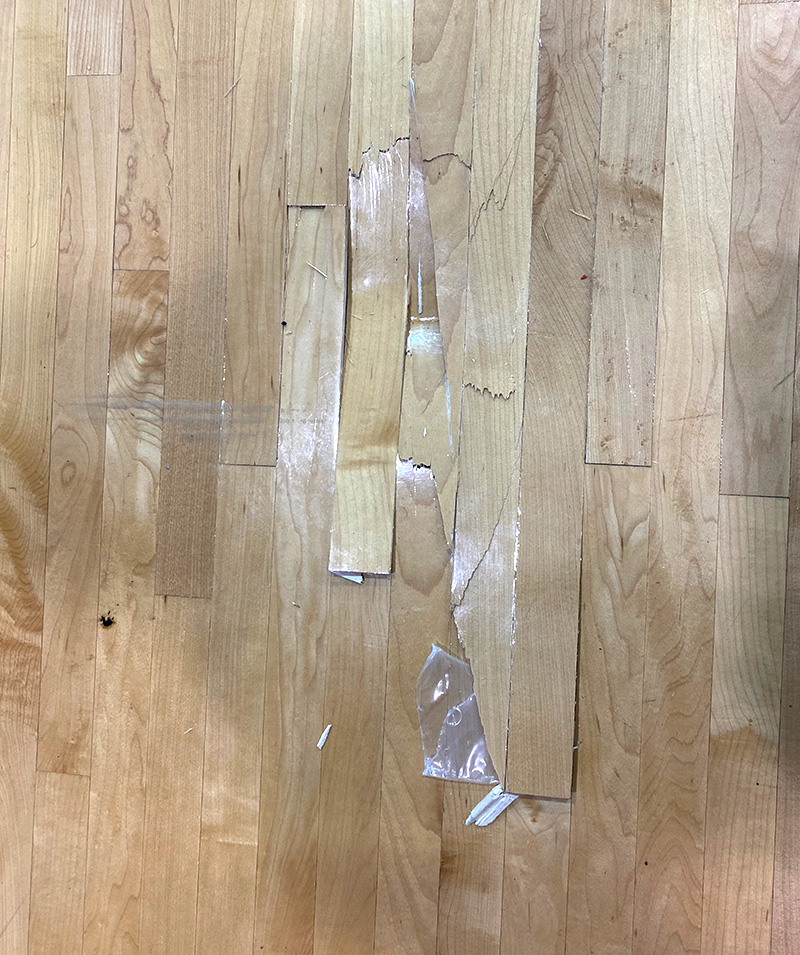 gym floor repair: damage