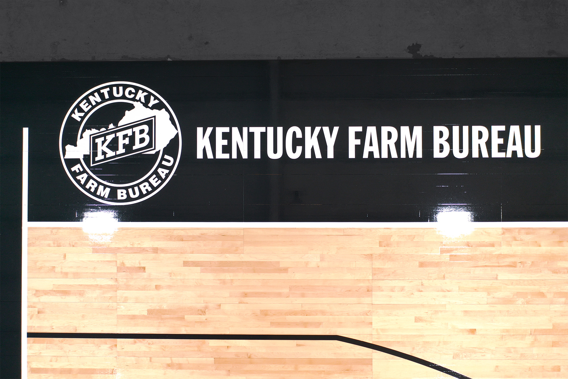 Louisville Cardinals Portable Floor by Kentucky Farm Bureau sponsor logo